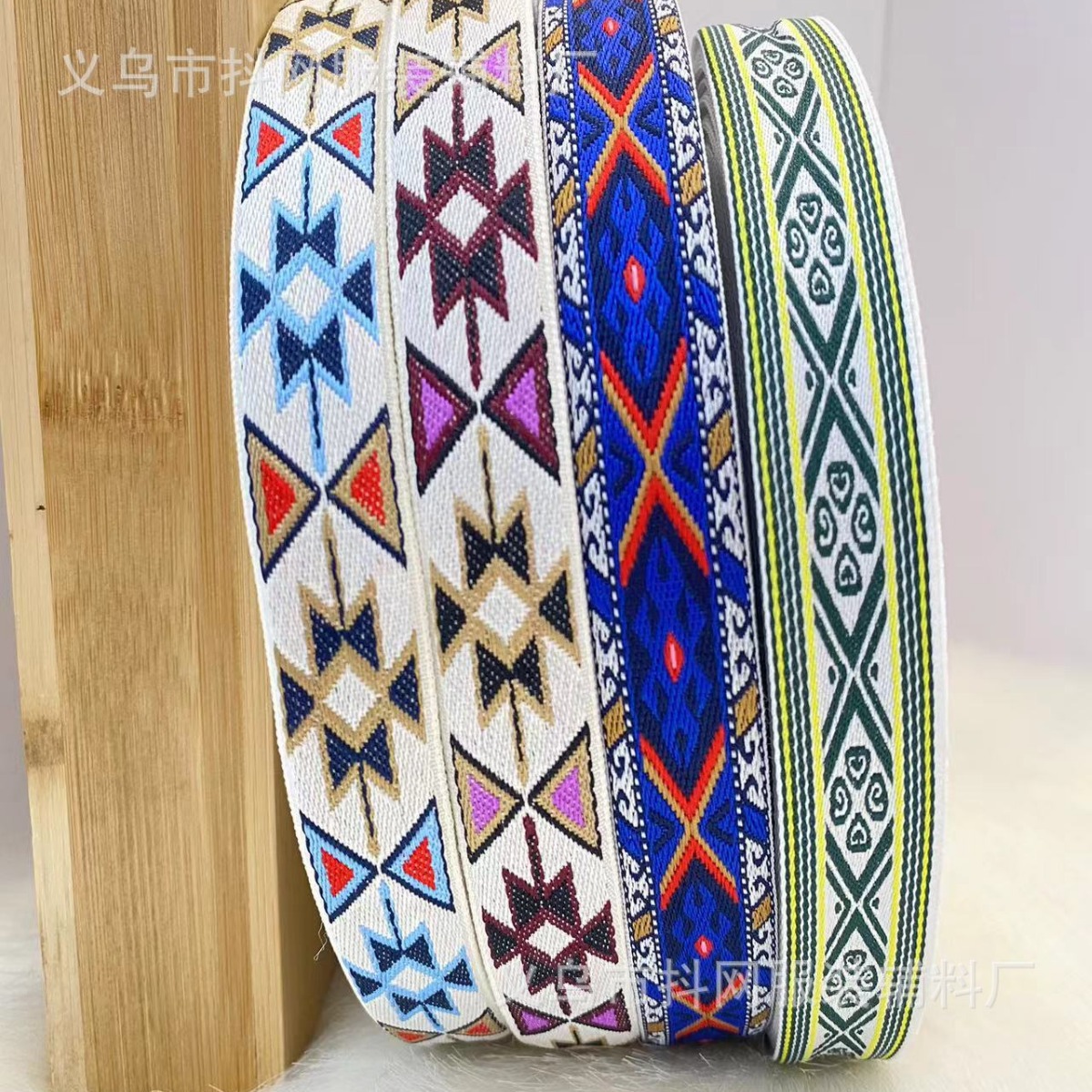 2cm multiestilo triangular jacquard bordado correas adornos para el pelo tocados bolsa banda lateral caja de regalo banda de embalaje