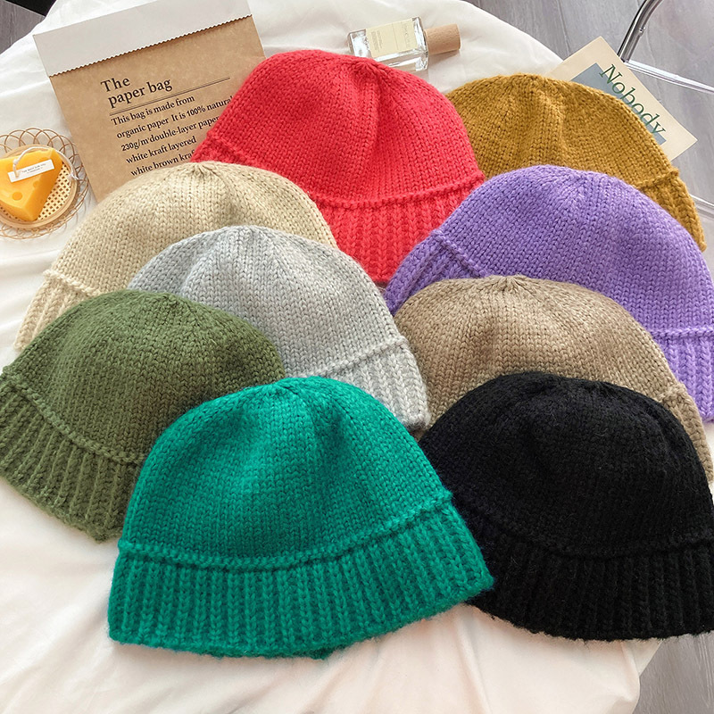 The Korean Dongdaemun woolen fisherman hat, a trendy autumn and winter Korean-style knitted bucket hat that makes the face look smaller and keeps warm details Picture
