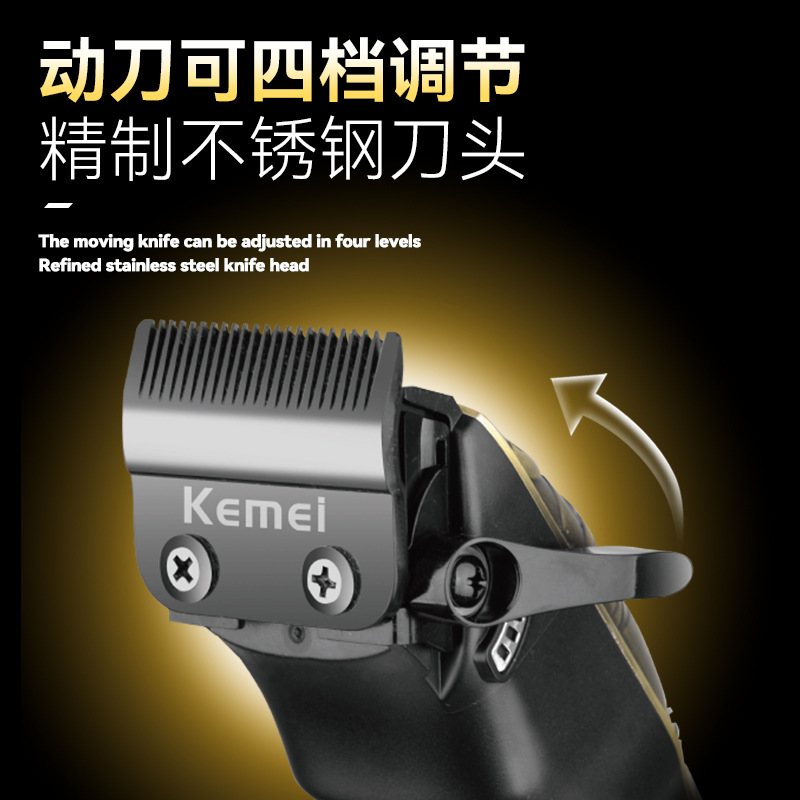 Fábrica al por mayor kemy metal electric pusher KM-1696 cortador de pelo eléctrico de alta potencia con pantalla digital push ajustable details Picture
