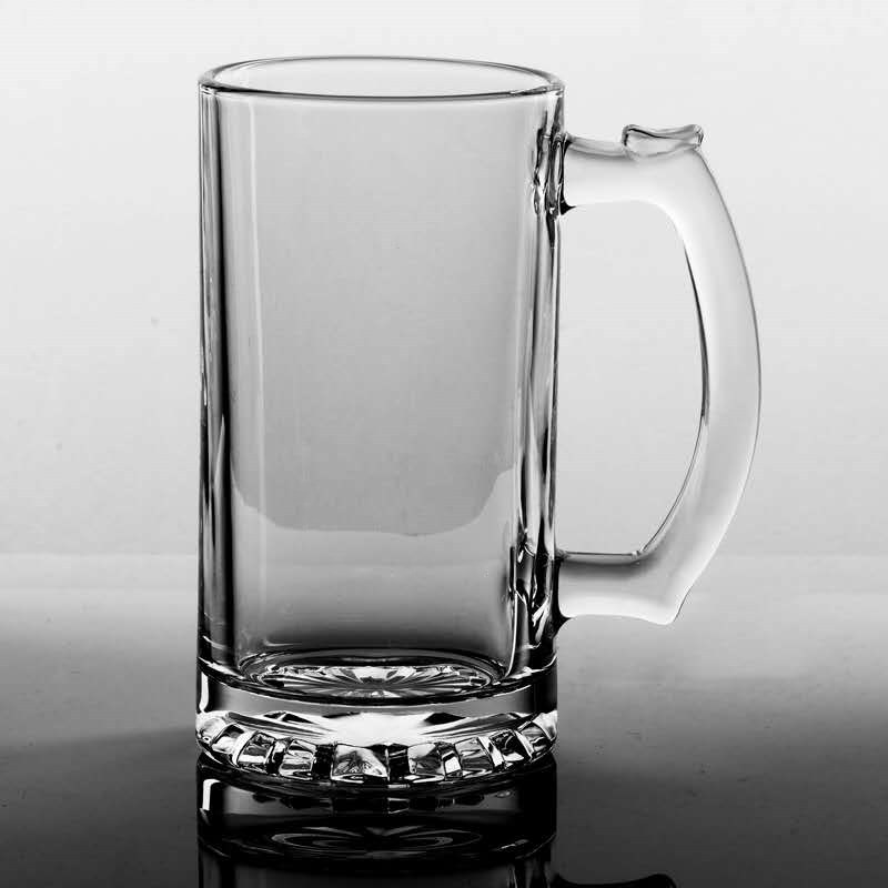 ZB65 glass handle cup, beer mug, flower bottom, straight, juice drink handle cup, draft beer cup, 480ML, can print LOGO details Picture