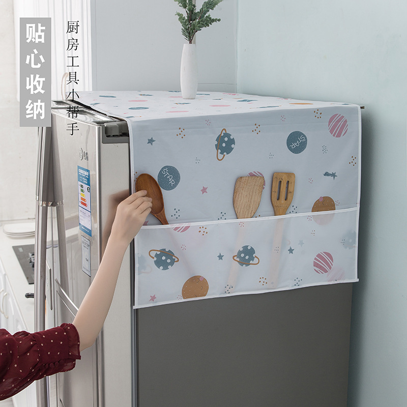 Refrigerator dust cover PEVA waterproof, oil-proof, dust-proof storage hanging bag, single door and double door washing machine and refrigerator cover cloth
