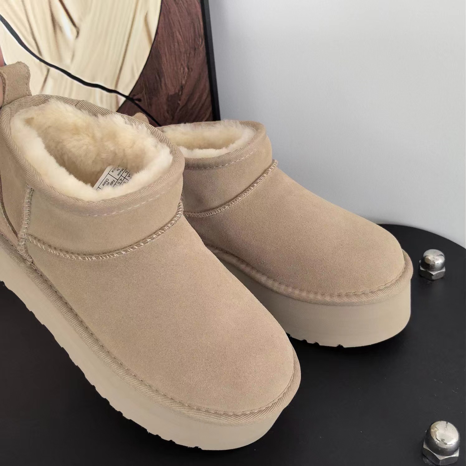 Sangpo Snow Boots for Women, thick-soled 2025 new style, fashionable, versatile, simple short boots, warm, 5 cm cotton shoes, Mera Specification image