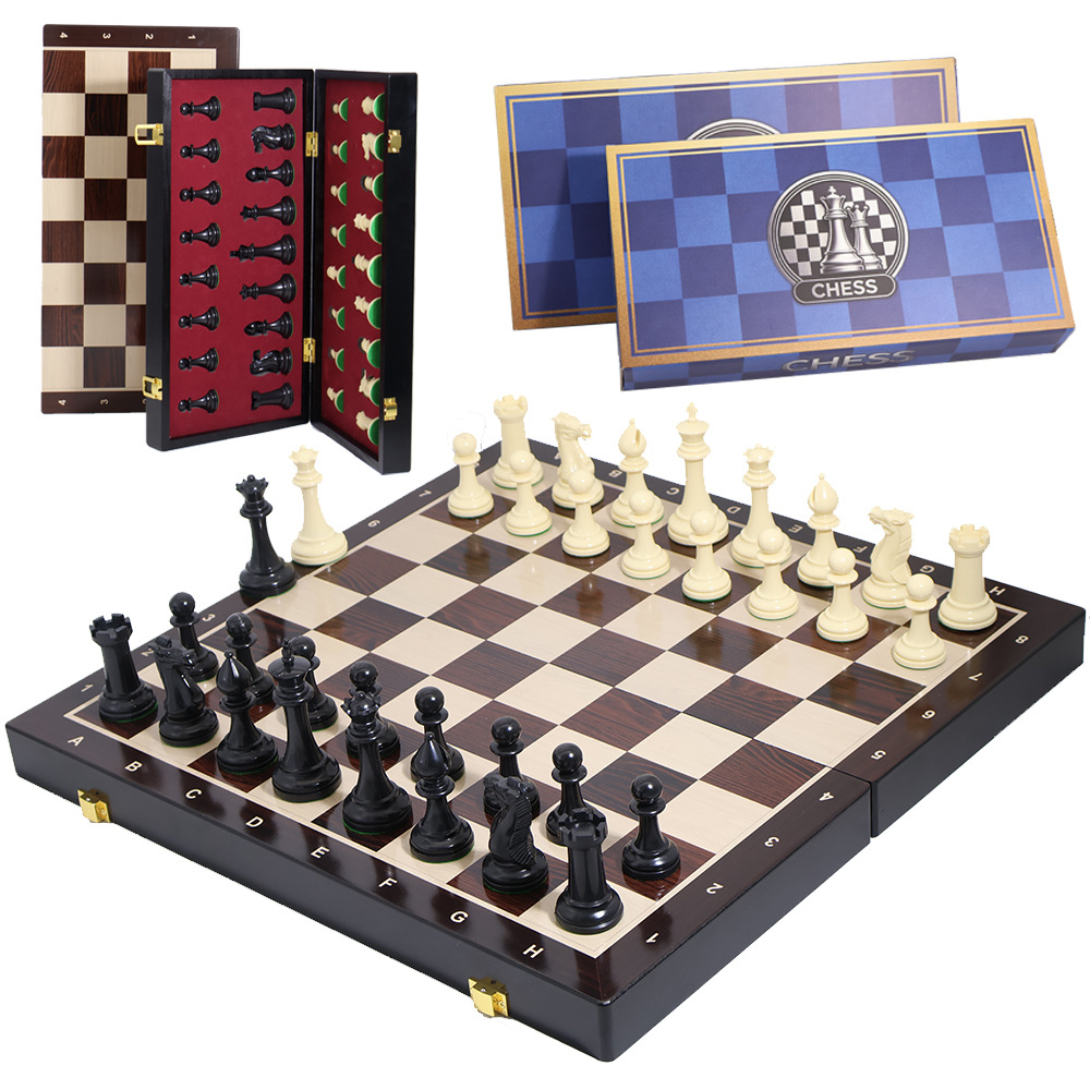 Foldable wooden chess puzzle card game table toys portable storage factory wholesale Item Picture