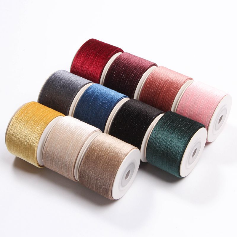 单面柔软丝绒银丝葱织带DIY蝴蝶结发饰鲜花礼品烘焙蛋糕包装带