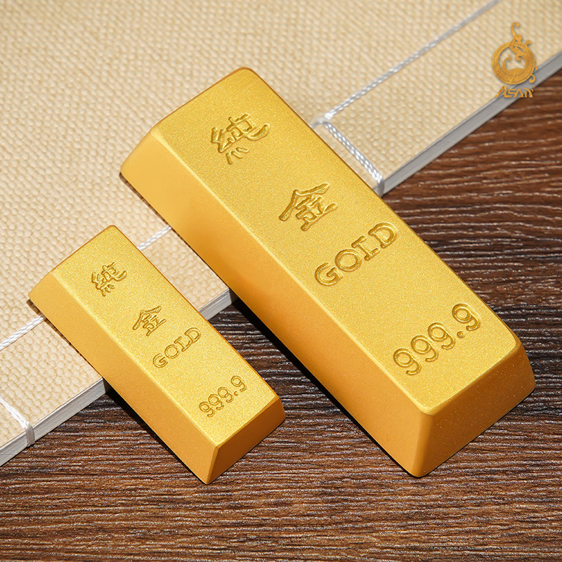 厂家直销实心黄铜仿金条摆件沙金色金条家居客厅店铺装饰开业乔迁
