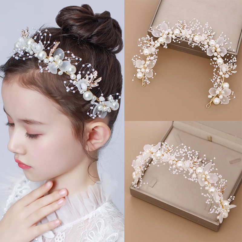 Children's New Year greeting crown headwear, girls' headband, New Year princess crown hair accessory, flower hair band for children, girls' hairpin, flower hairpin full figure