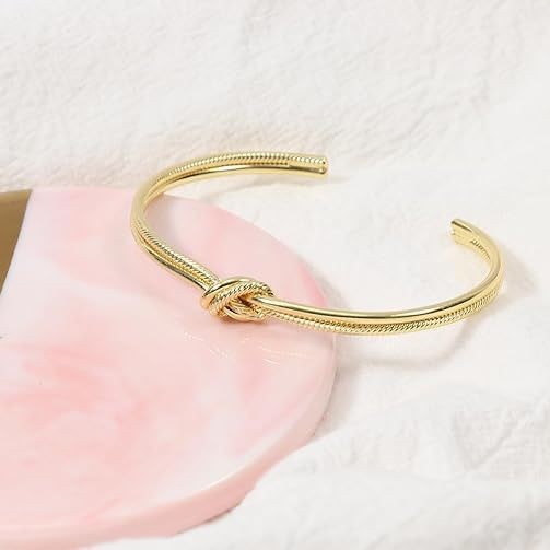 New fashionable double-line knotted open brass bracelet, simple knotted open adjustable bracelet, simple, niche and cool Specification image