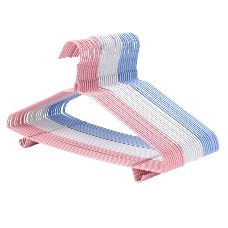 Household seamless full-coverage anti-slip clothes rack, thickened iron clothes hanger, multi-functional clothes hanger with hook, dipped plastic clothes hanger Item Picture