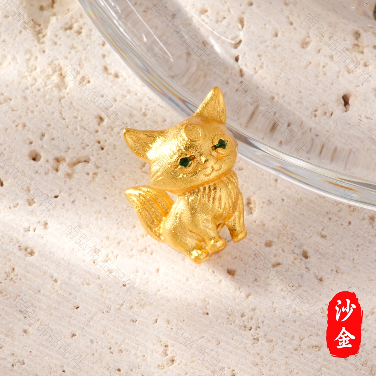 New ancient method sand gold high color retention zirconium fox bead traditional Chinese style high-end bracelet necklace DIY accessory