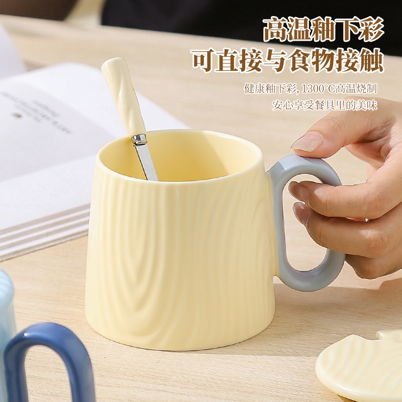 Ceramic mugs, high-quality appearance water cups, household ceramic cups with LIDS, creative couple coffee cups, and souvenir cups Specification image