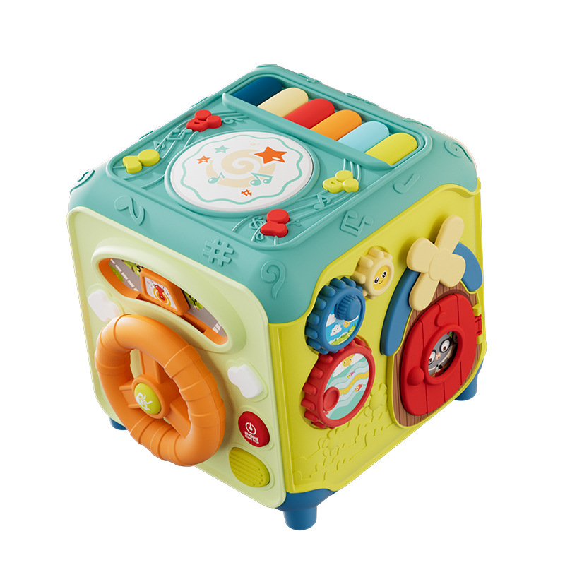 婴儿玩具六面体游戏桌多功能益智宝宝早教中英文婴儿童手拍鼓玩具白底实物图