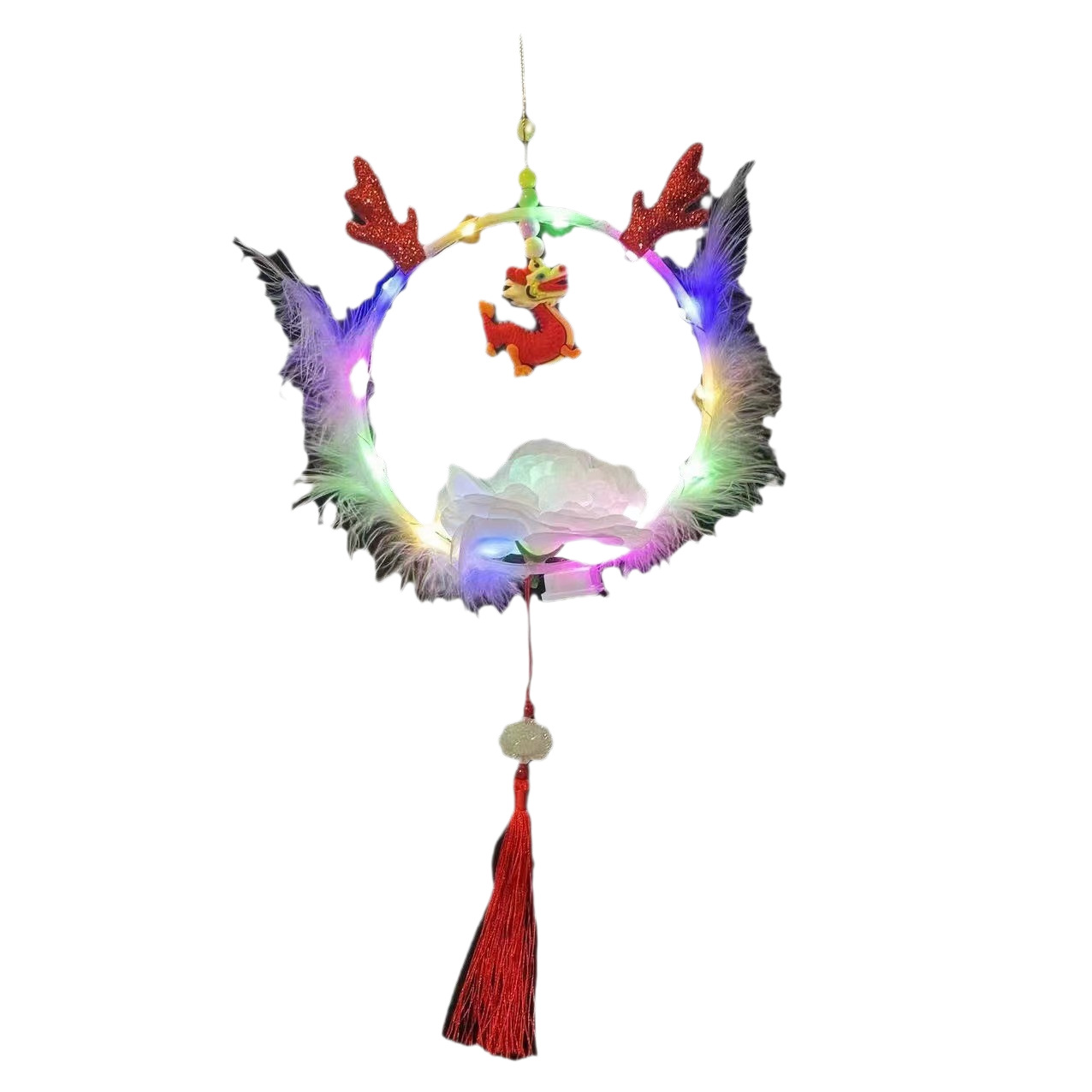 Glittering dragon flower lanterns, hand-held luminous dragon lanterns, New Year toys, New Year decorations, ancient-style dragon horn lanterns, wholesale at street stalls Item Picture