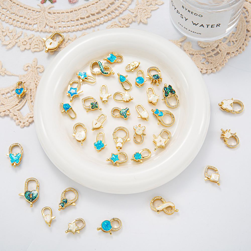 diy copper plated 18k real gold double-ring pearl string necklace clasp, jewelry, handcrafted bead necklace accessory