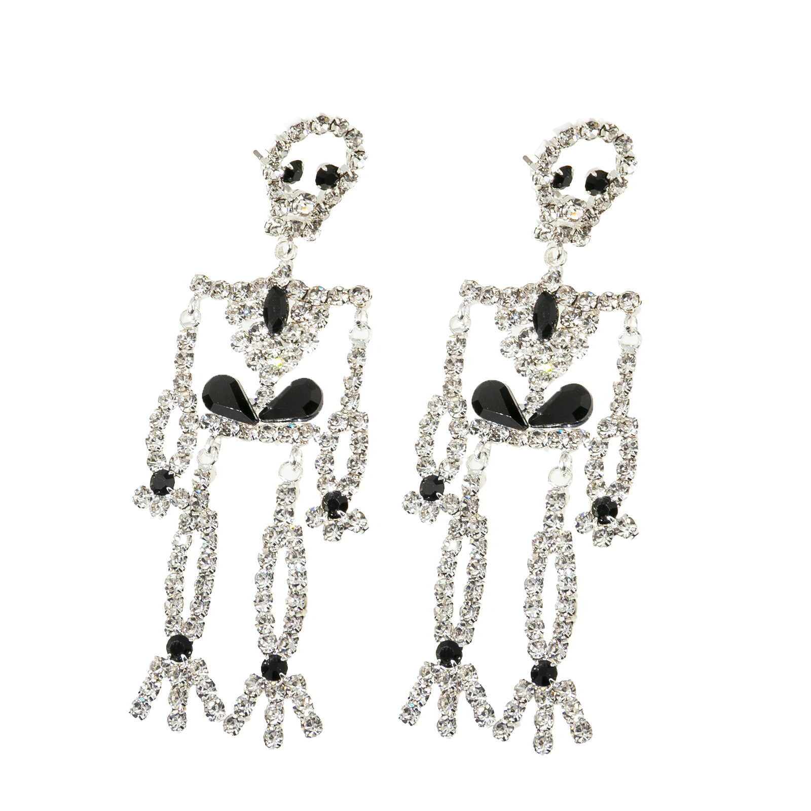Cross-border European and American Halloween skull and water diamond earrings, creative design sense, luxurious full diamond pendant earrings wholesale Item Picture