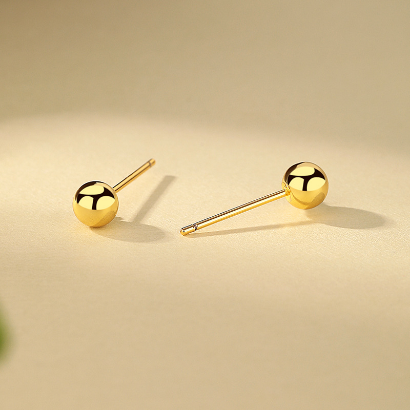Amazon's best-selling small round ball smooth ear studs, ear sticks, women's ear piercings, golden bean earrings, and elegant earrings wholesale Specification drawing