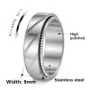 Cross-border personalized and fashionable titanium steel jewelry punk style 8mm patchwork mesh pattern rotatable vacuum titanium steel ring Item Picture
