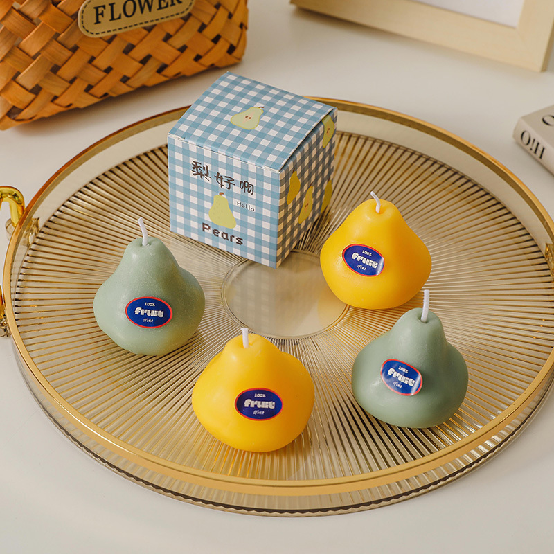Wholesale of realistic fruit creative pear-shaped candles, handcrafted aromatherapy InS-style souvenir scented candles Application Scenario