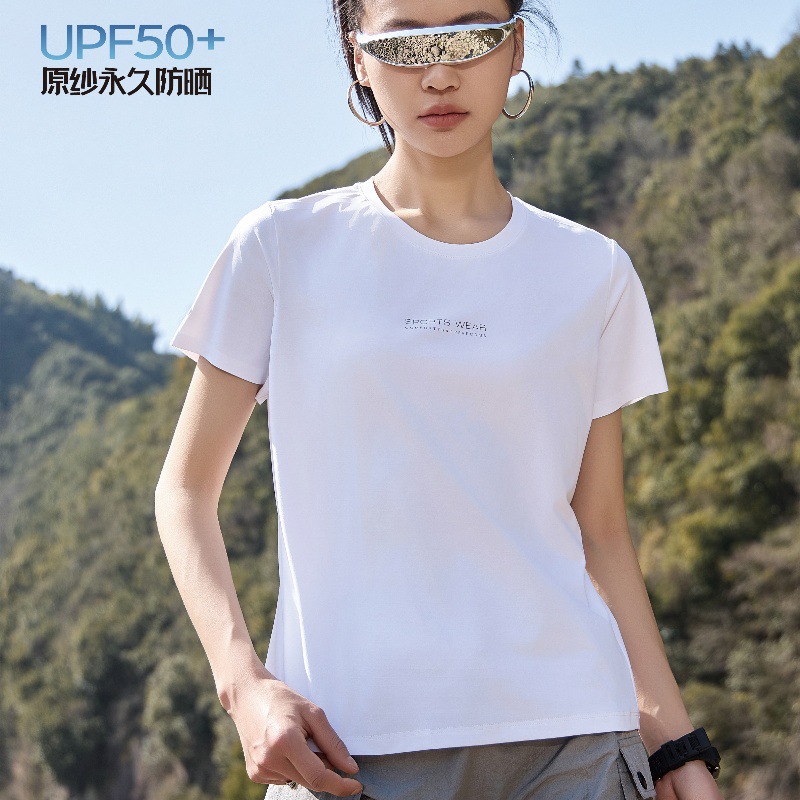 Verano 2026 nueva mujer de secado rápido protección solar camiseta cuello redondo manga corta transpirable holgada blazers ice sense suave Specification image
