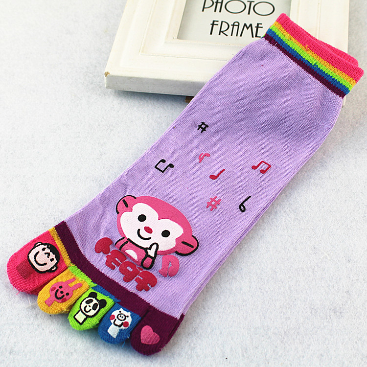 Autumn and winter gel toe-splitting socks, cute cartoon pattern five-toe socks, comfortable and breathable socks available in six colors for wholesale details Picture