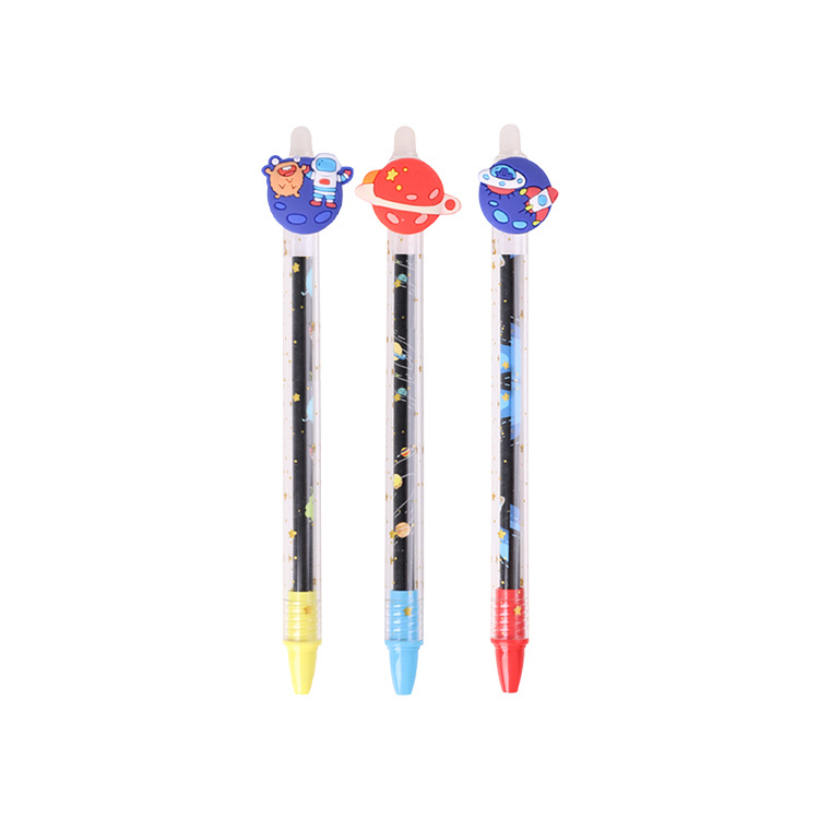 Yalong Cross-border Classic 0.5MM bullet-tipped erasable Gel Pen with Eraser Creative Planet Thermal Erasable Pen details Picture