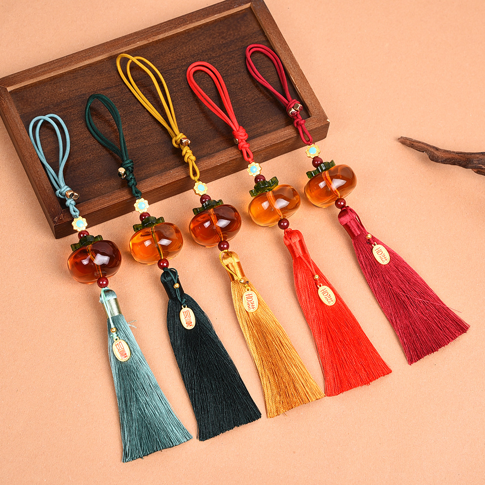 Crystal Persimmon Wish Pendant Car decoration Creative persimmon car Safety Flow Su rearview mirror small decoration manufacturer details Picture