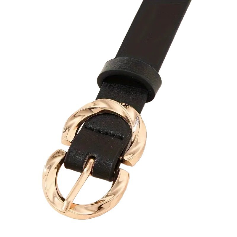 Cross-border best-selling women's belt with spiral alloy pin buckle, versatile belt, fashionable thin belt, supports label and consignment Item Picture