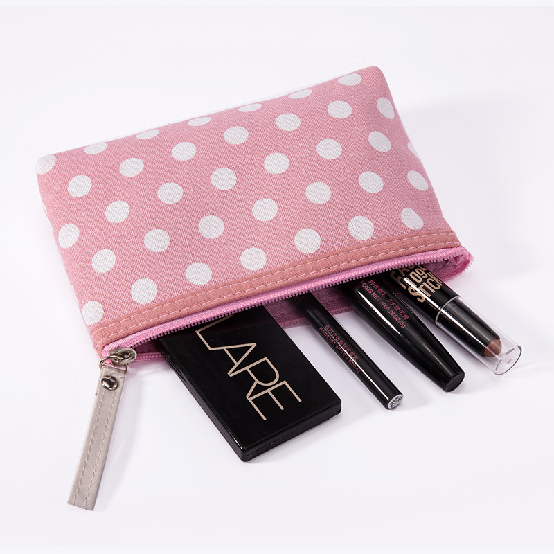 Classic polka dot fabric zipper bag, card case, key case, mobile phone case, toiletries case and makeup storage case details Picture
