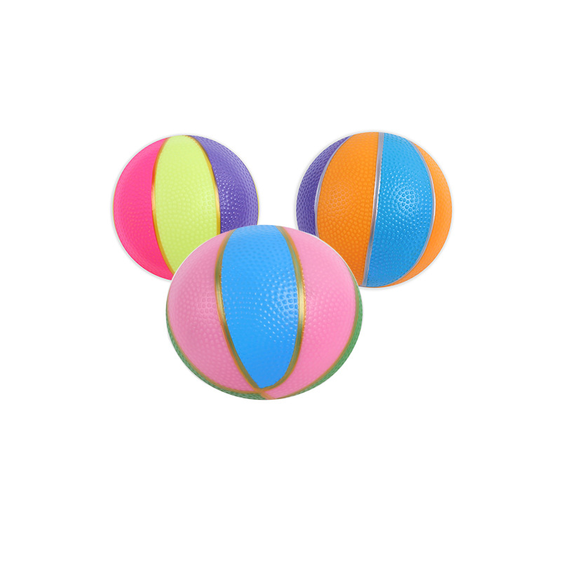 4英寸彩绘篮球儿童玩具拍拍皮球幼儿园弹跳球带圆凸点彩色益智