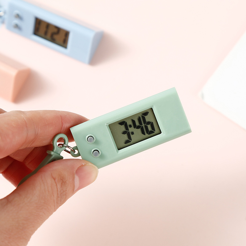 Simple mini timetable, electronic watch for student exams, desktop hour clock, portable key, small hanging watch, triangle details Picture
