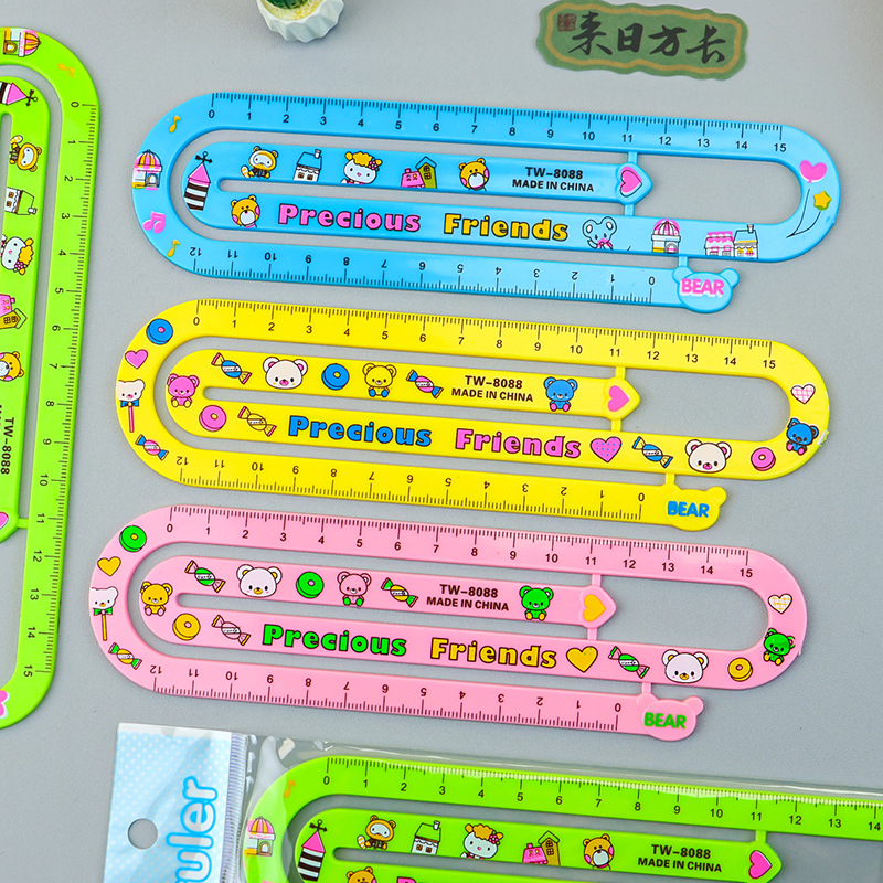 创意回形针造型尺子学生卡通直尺测量绘图尺趣味学生文具尺子