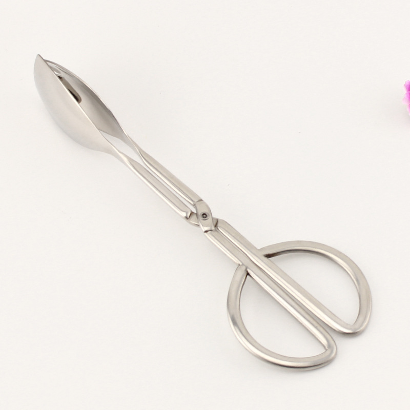 Stainless steel food tongs, non-magnetic food tongs, buffet tongs, barbecue steak bread tongs, scissors salad tongs details Picture