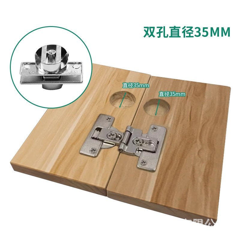 双杯折叠门铰链180度关闭重叠平开门暗藏合页衣柜联动门五金配件产品图