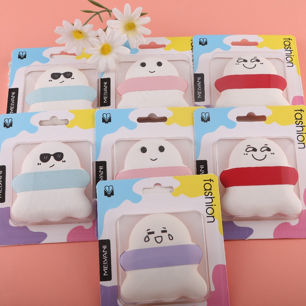 新款幽灵粉扑表情可爱不吃粉棉花糖气垫粉扑盒装干湿两用新手化妆