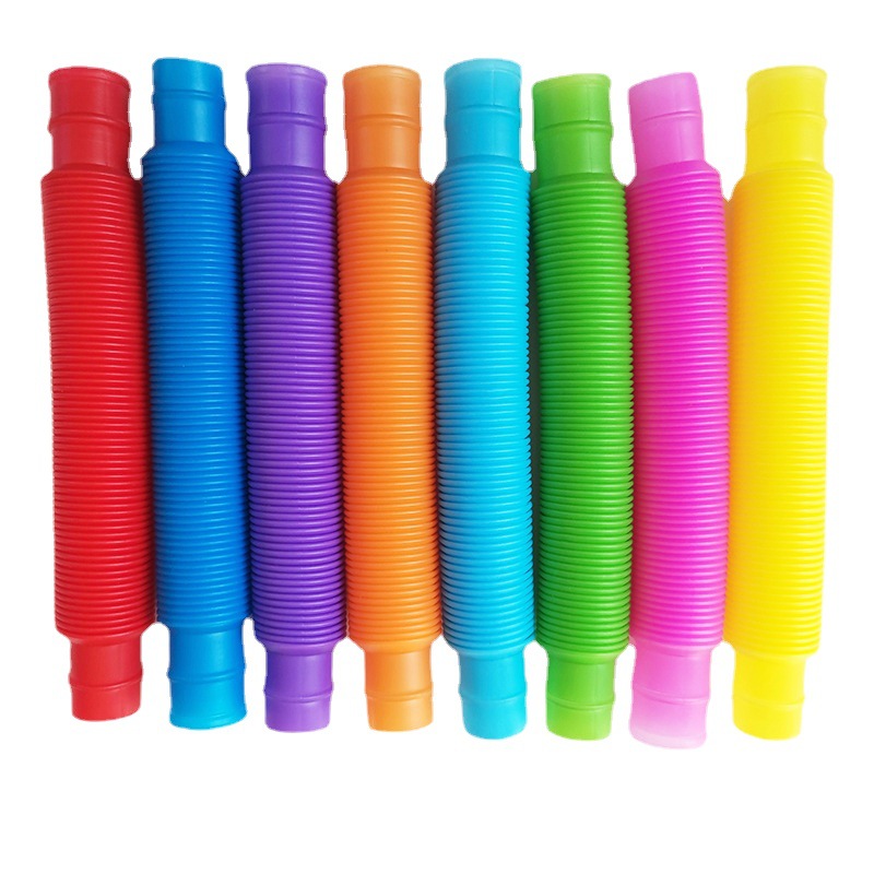 厂家直供pop TuBES 跨境彩色伸缩管网红波纹管儿童发泄减压塑料管白底实物图