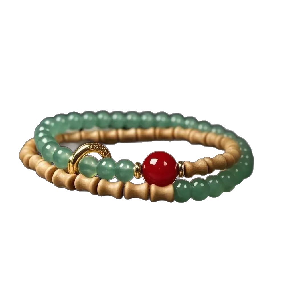 New green sandalwood bamboo joint bracelet, ancient-style black rosewood sandalwood handcrafted beads, cultural playthings and prayer beads, wholesale from the manufacturer Item Picture