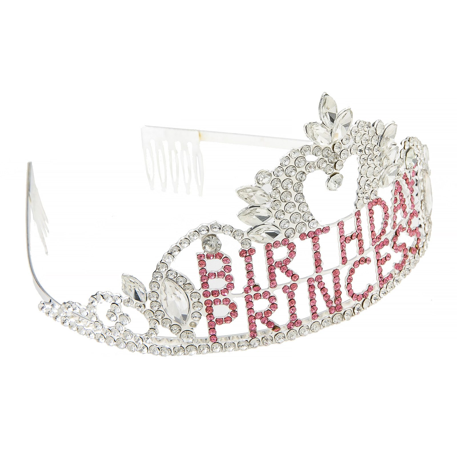 Cross-border European and American exaggerated letter BRITHDAY PRINCESS crown headwear birthday princess rhinestone crown party crown hair accessory Specification drawing