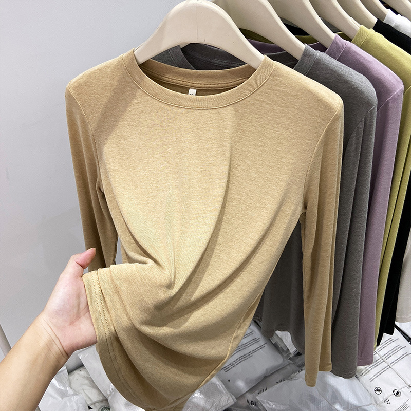 European brand mask T-shirt, soft and soft base layer for women, thin, simple and versatile long-sleeved top, basic autumn T-shirt inner layer Application Scenario