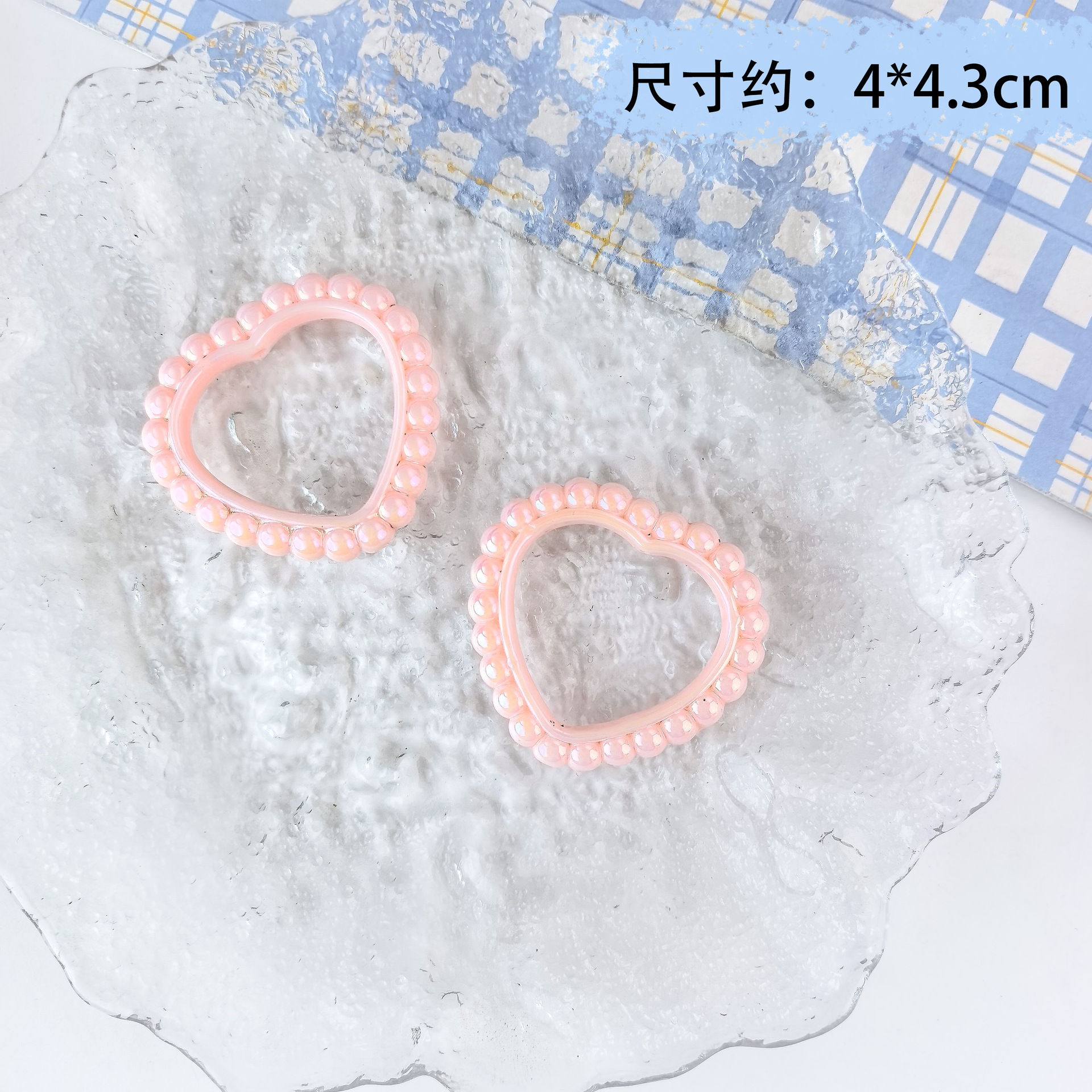 Wholesale Of Acrylic Uv-Coated Heart-Shaped Running Rings, Garland, Diy Mobile Phone Chains, Beads, Gummy Pens, Beads, And Loose Beads Accessories Specification drawing