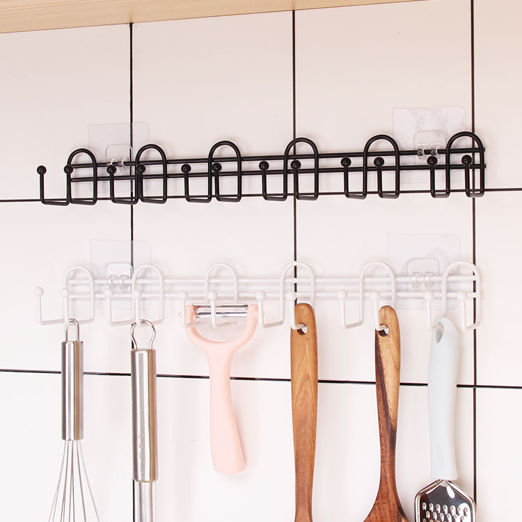 Kitchen storage rack, seamless and non-drilling hooks, row of cabinet door hanging racks, hook racks, hanging storage tie racks Application Scenario