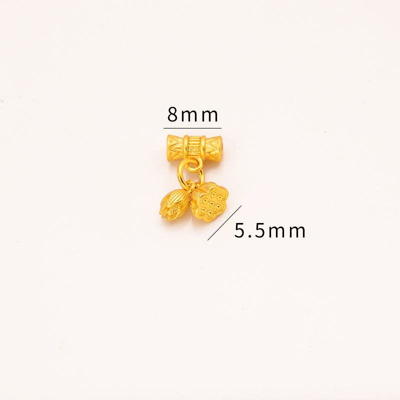 强保色沙金配件diy饰品古法金两世欢莲蓬花苞吊坠手链手绳挂件产品图