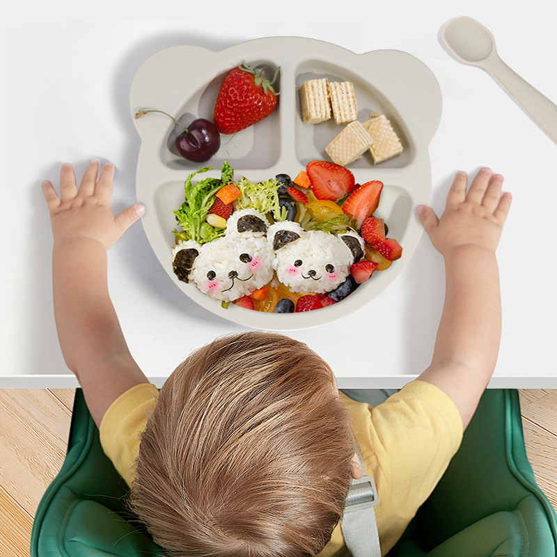 Cross-border baby silicone plates, creative animal plates, children's separated plates, special feeding and complementary food tableware Specification image