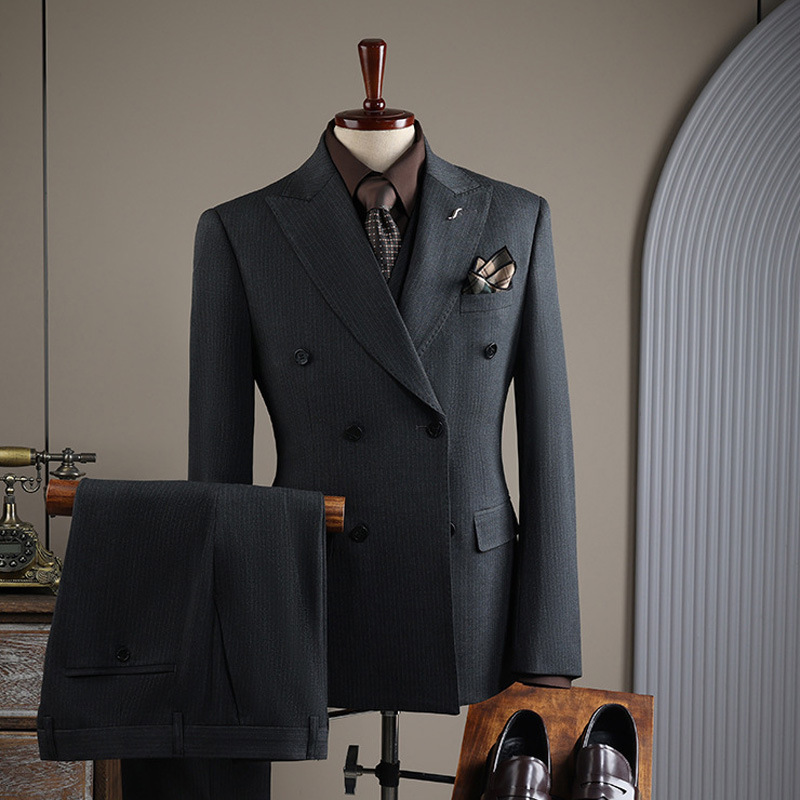 Men's business formal wear custom-made suit set in Chengdu, high-end suit set, groom's wedding dress with waistcoat Specification image