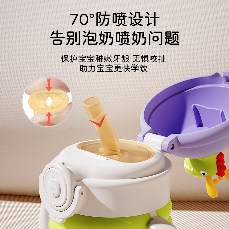 婴儿保温水杯宝宝学饮杯6个月以上小月龄专用吸管杯儿童保温奶瓶产品图