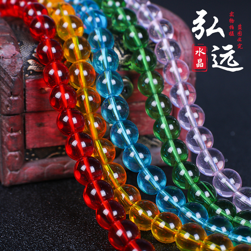 Factory direct sales of glass beads, loose beads, DIY jewelry accessories, handcrafted colored glass beads, round beads, bracelets and semi-finished products details Picture