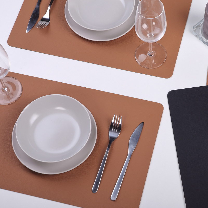 超大双层方形皮革餐垫PVC防水防油隔热西餐垫欧式餐桌垫西餐厅垫