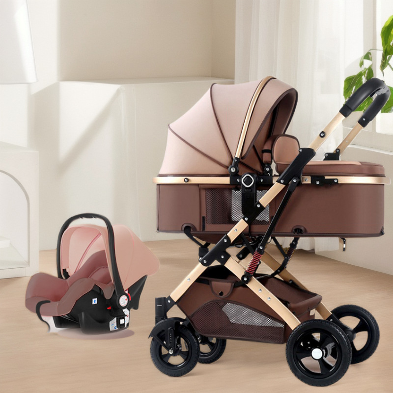 Newborn sleeping blue, reversible, sitting and lying, high-view baby stroller, folding shock-absorbing stroller, bidirectional baby stroller details Picture