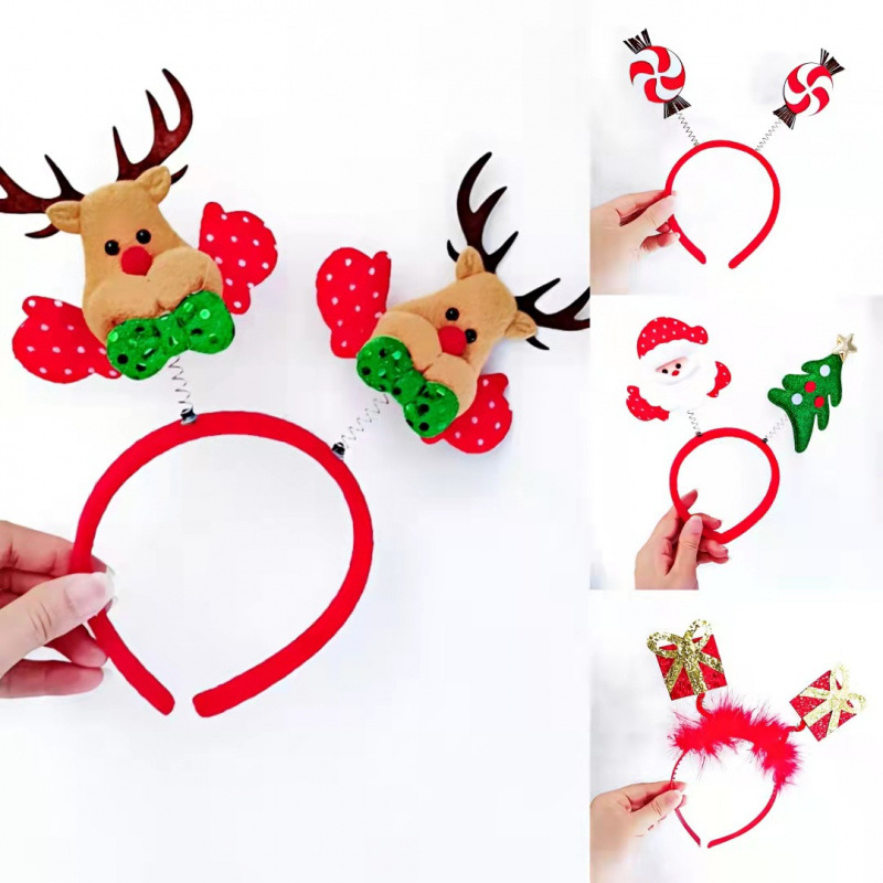 厂家直销多款圣诞节日装扮道具  圣诞发箍发饰跨境亚马逊专供批发