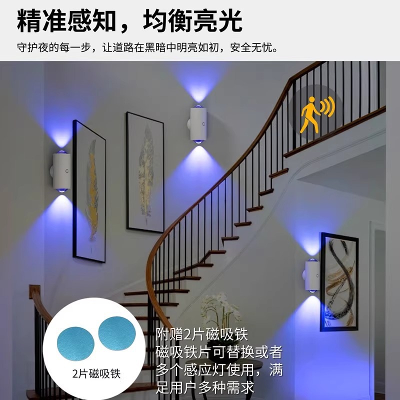 Amazon cross-border bestsellers: Seven-color gradient atmosphere night light, smart human body sensing magnetic charging color-changing wall details Picture