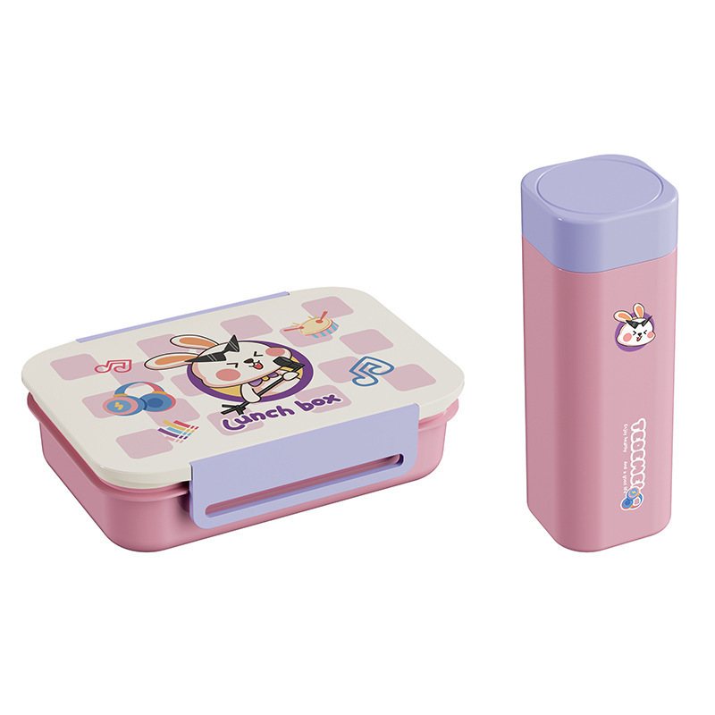 Lunch box and water cup set, specially designed for primary and secondary school students, sealed and compartments lunch box, can be heated in the microwave, leak-proof lunch box Item Picture
