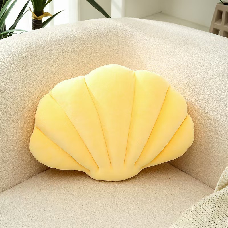 Yellow creative shell throw pillows, plush sofa cushions, Nordic-style home decoration cushions, office ornaments Application Scenario